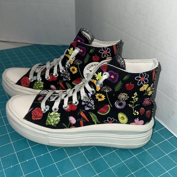 Converse Black Fruit Festival Smoothie Hi Top Move Platform Chuck Taylors Size 8 - Picture 4 of 16